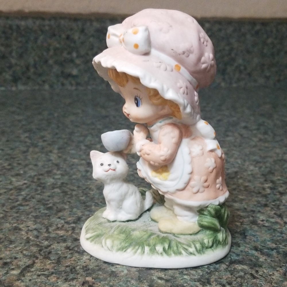 Adorable Girl and Cat Figurine
